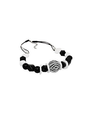 necklace varios beads black and white black and white cord