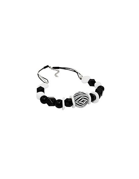 necklace varios beads black and white black and white cord