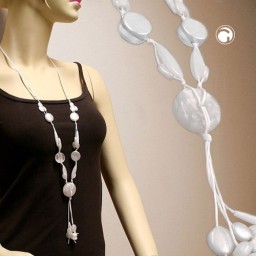 necklace disc white silky-shine 90cm