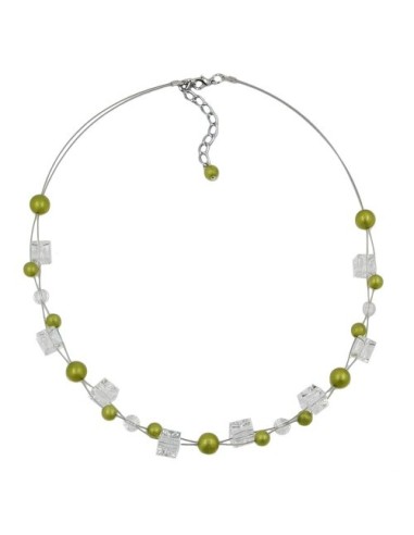 necklace green-olive-silky beads