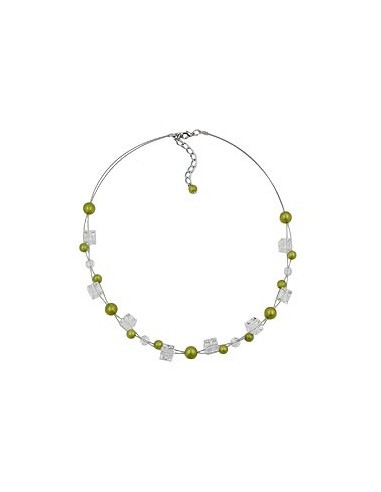necklace green-olive-silky beads