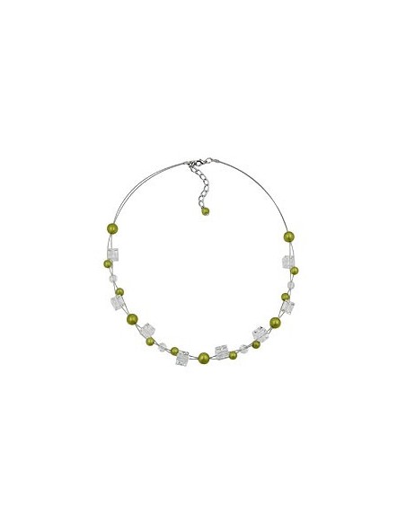 necklace green-olive-silky beads