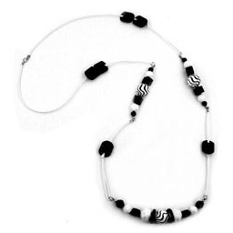 necklace black-white white cord 100cm