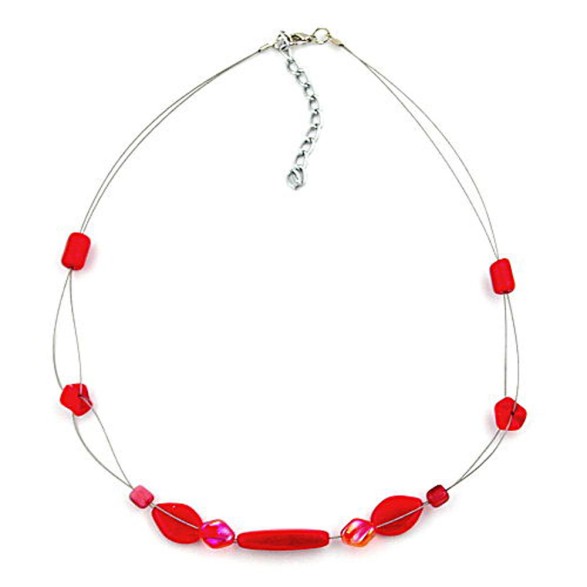 necklace glass beads red