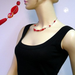 necklace glass beads red