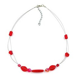 necklace glass beads red