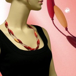 necklace olives red-apricot 60cm