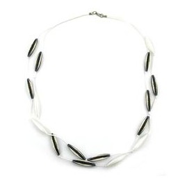 necklace olives white-black 60cm